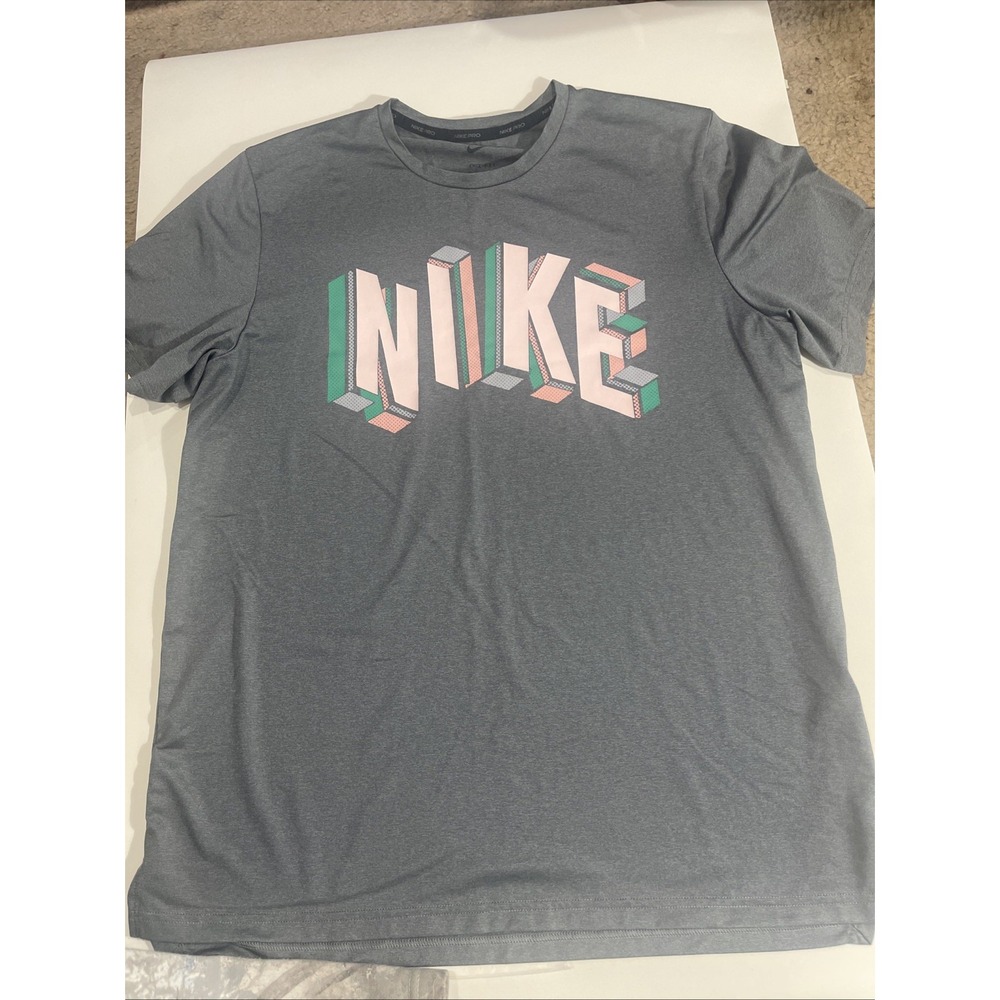 Nike Pro Dri-FIT Hyper Dry Graphic Training Top Smoke Grey Medium NWOT